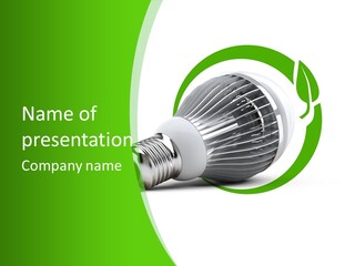 A Light Bulb On A Green And White Background PowerPoint Template