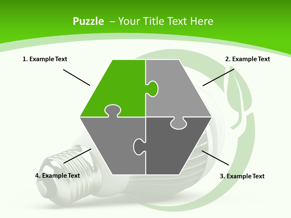 A Light Bulb On A Green And White Background PowerPoint Template