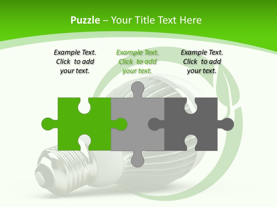 A Light Bulb On A Green And White Background PowerPoint Template