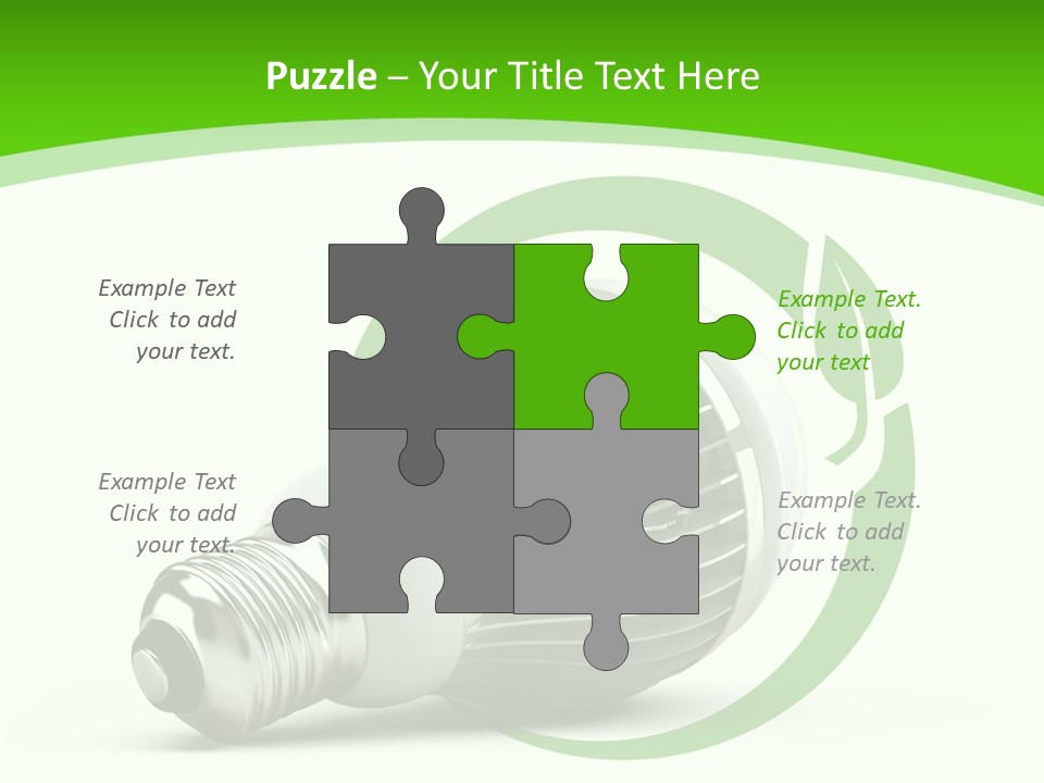 A Light Bulb On A Green And White Background PowerPoint Template