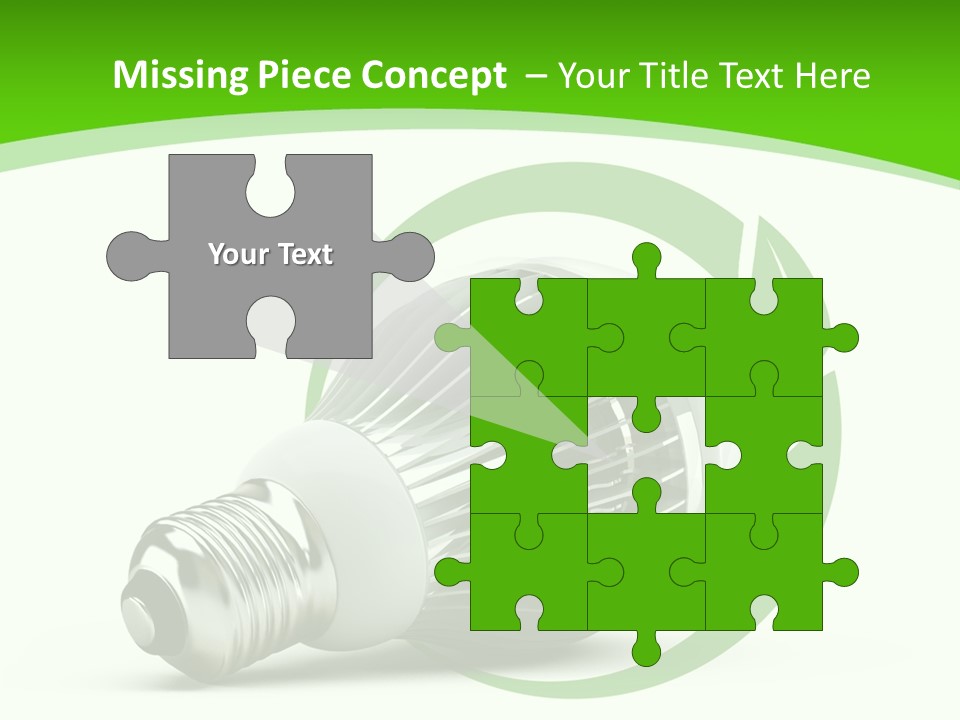 A Light Bulb On A Green And White Background PowerPoint Template