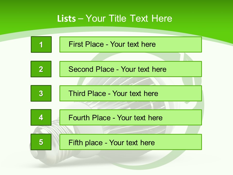 A Light Bulb On A Green And White Background PowerPoint Template