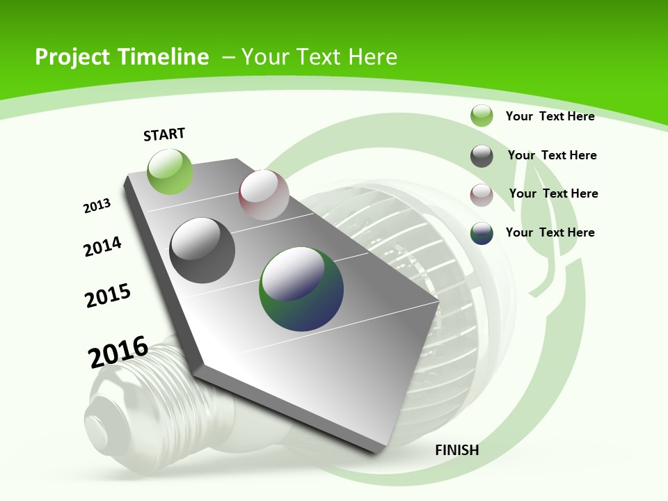 A Light Bulb On A Green And White Background PowerPoint Template