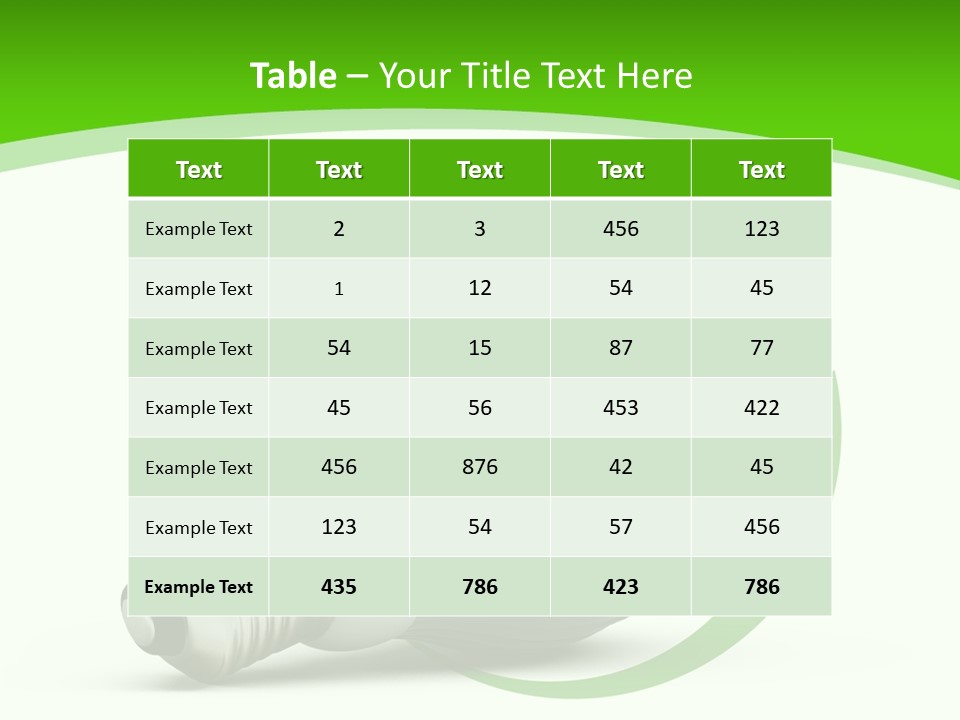 A Light Bulb On A Green And White Background PowerPoint Template