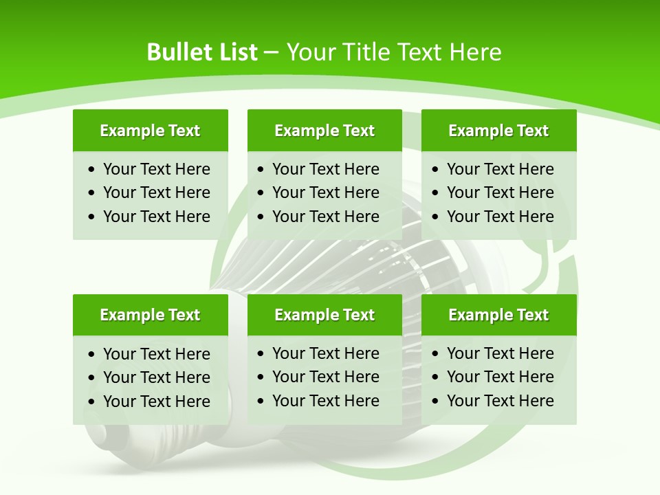 A Light Bulb On A Green And White Background PowerPoint Template