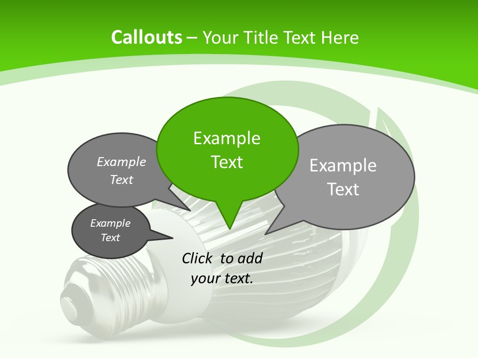 A Light Bulb On A Green And White Background PowerPoint Template