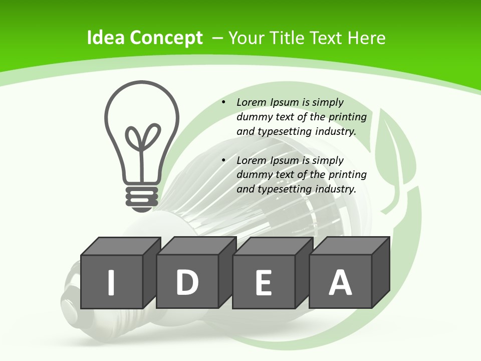 A Light Bulb On A Green And White Background PowerPoint Template