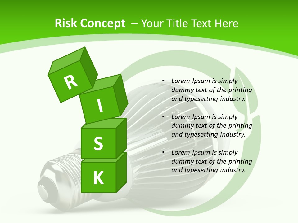 A Light Bulb On A Green And White Background PowerPoint Template