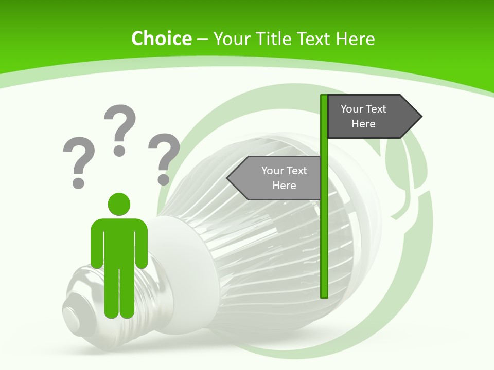 A Light Bulb On A Green And White Background PowerPoint Template