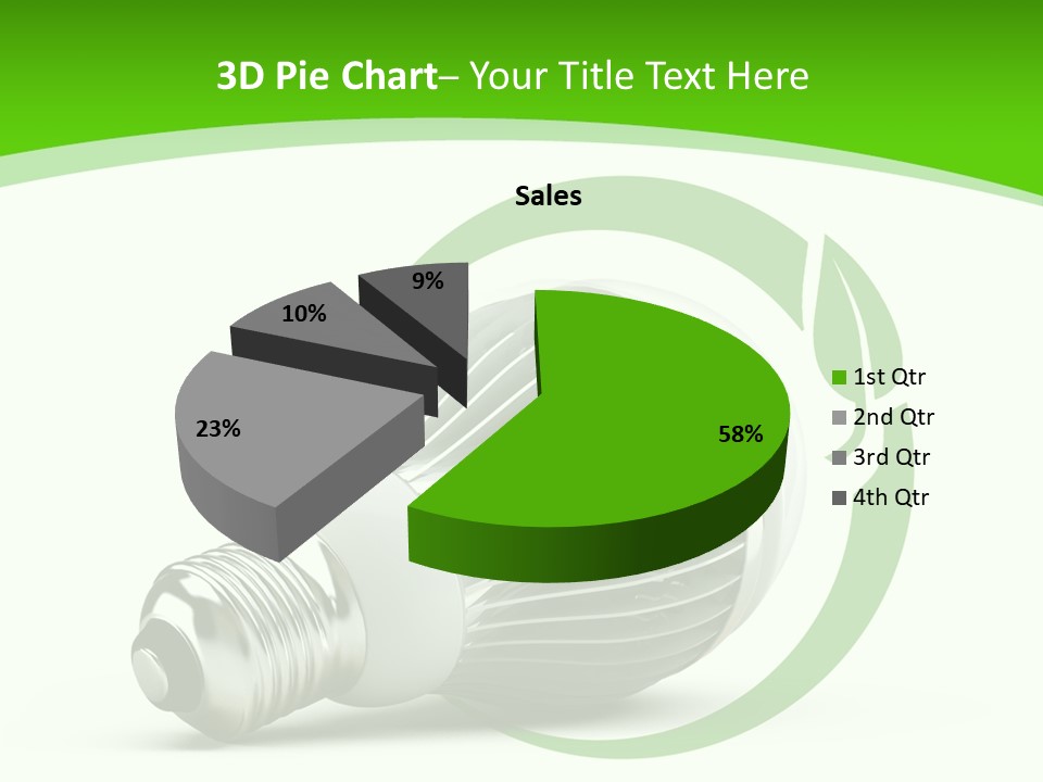 A Light Bulb On A Green And White Background PowerPoint Template