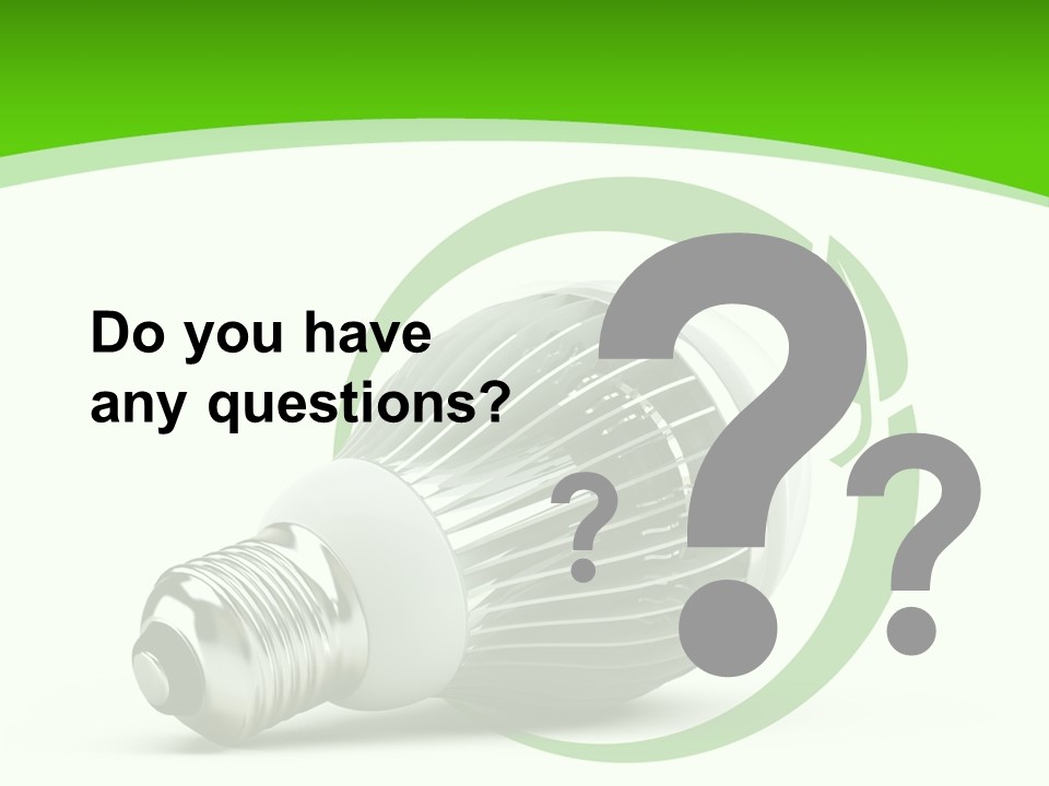A Light Bulb On A Green And White Background PowerPoint Template