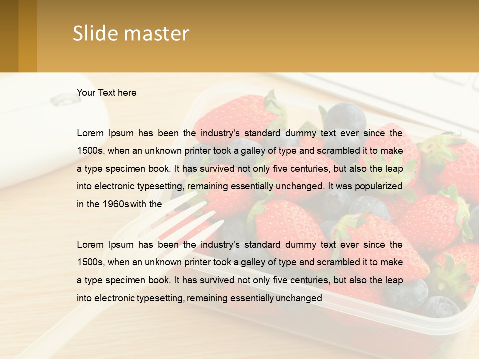 A Plastic Container Filled With Strawberries And Blueberries PowerPoint Template