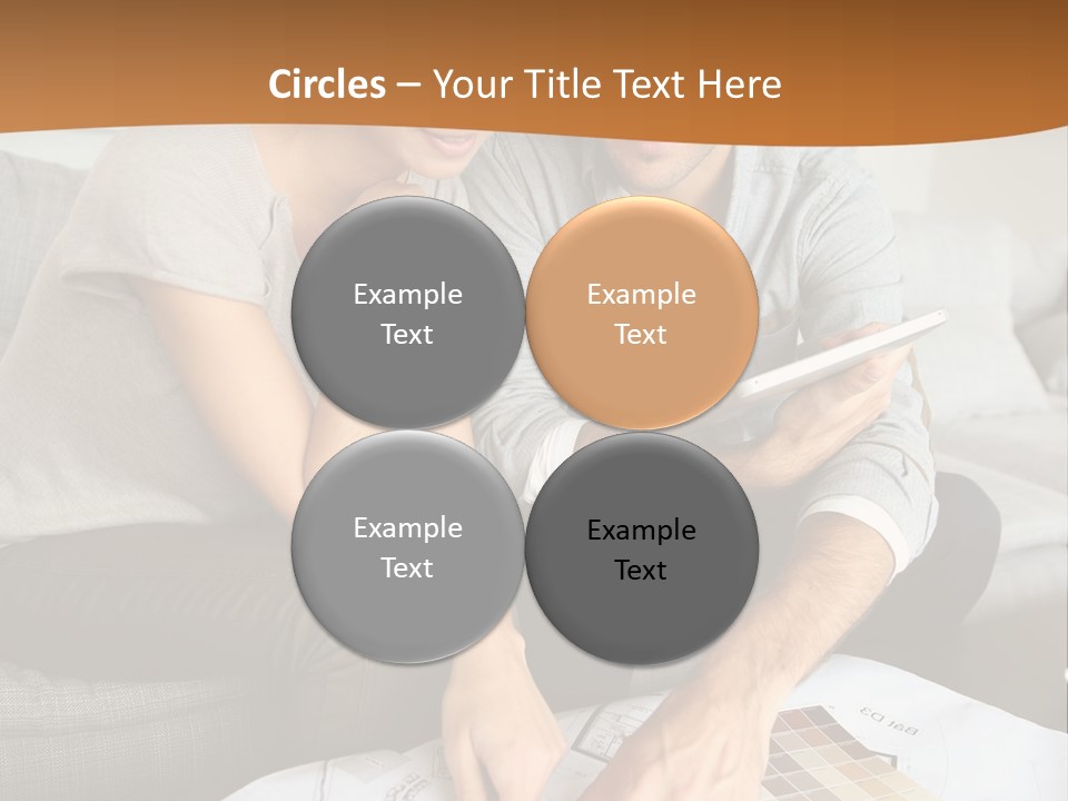A Man And Woman Looking At Blueprints On A Table PowerPoint Template