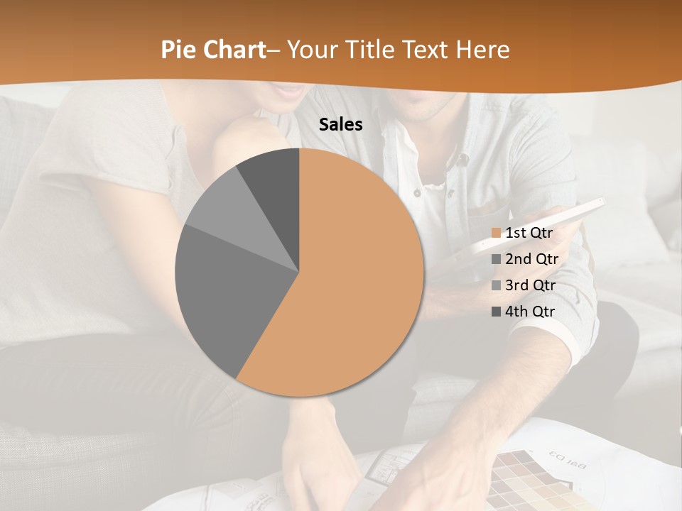 A Man And Woman Looking At Blueprints On A Table PowerPoint Template
