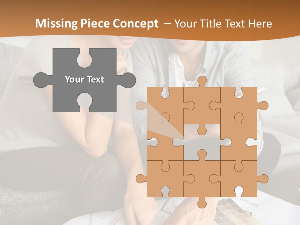 A Man And Woman Looking At Blueprints On A Table PowerPoint Template