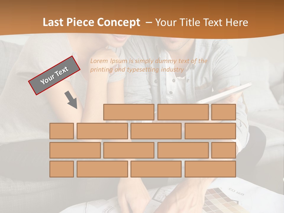 A Man And Woman Looking At Blueprints On A Table PowerPoint Template