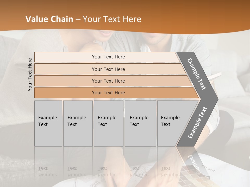 A Man And Woman Looking At Blueprints On A Table PowerPoint Template