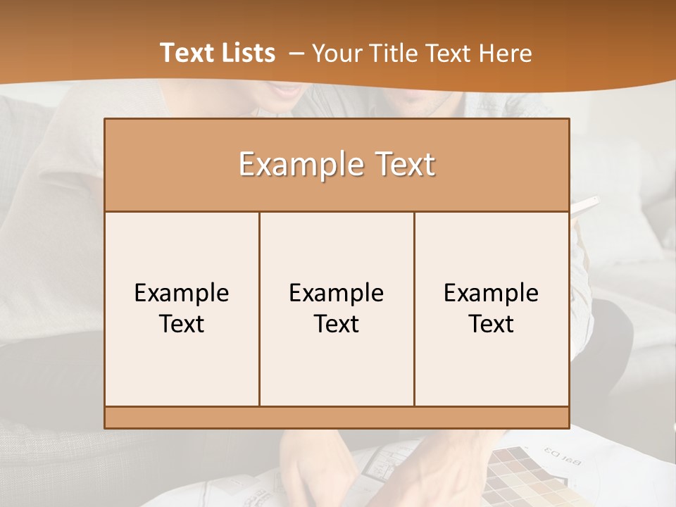 A Man And Woman Looking At Blueprints On A Table PowerPoint Template