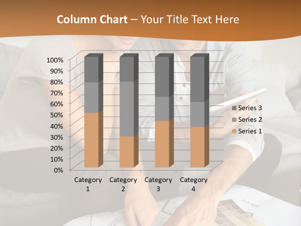 A Man And Woman Looking At Blueprints On A Table PowerPoint Template