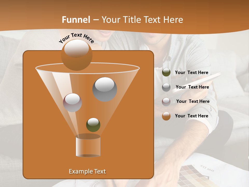 A Man And Woman Looking At Blueprints On A Table PowerPoint Template