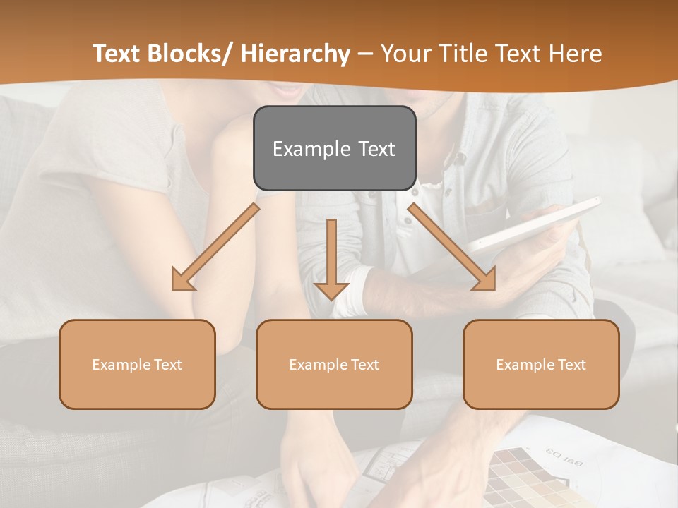 A Man And Woman Looking At Blueprints On A Table PowerPoint Template