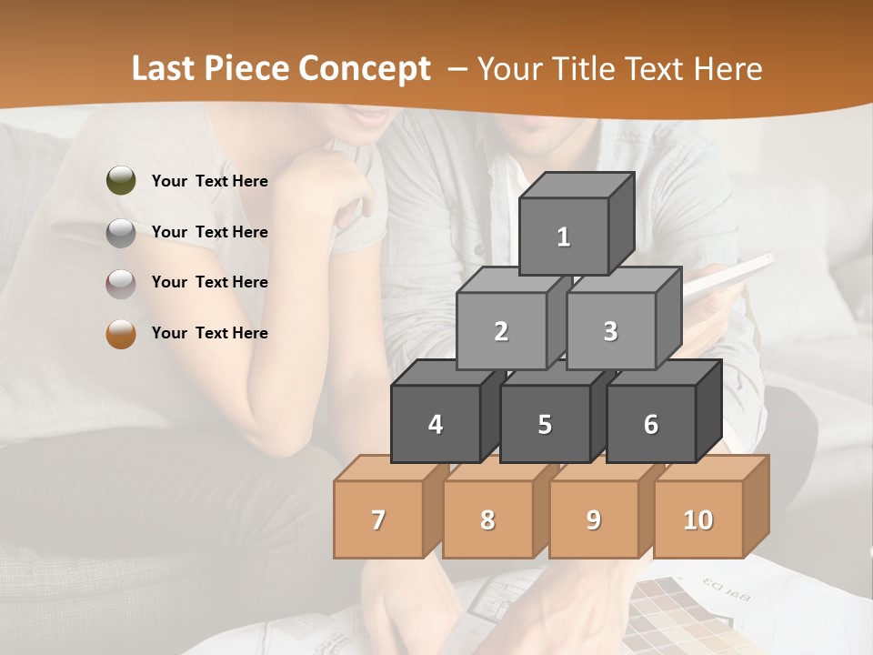 A Man And Woman Looking At Blueprints On A Table PowerPoint Template