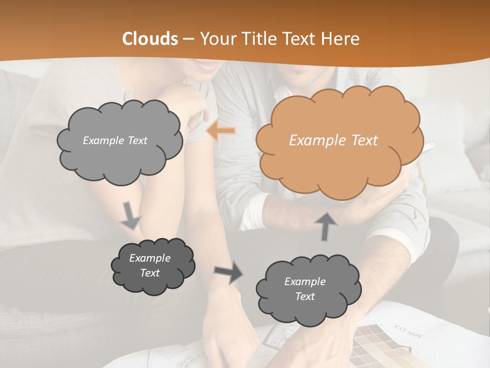 A Man And Woman Looking At Blueprints On A Table PowerPoint Template