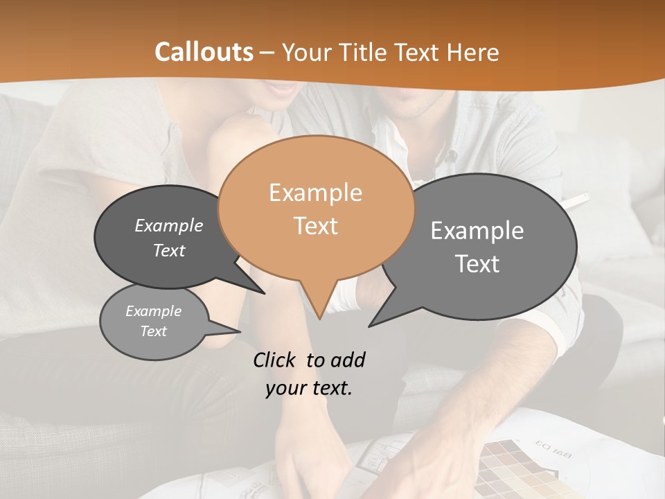 A Man And Woman Looking At Blueprints On A Table PowerPoint Template