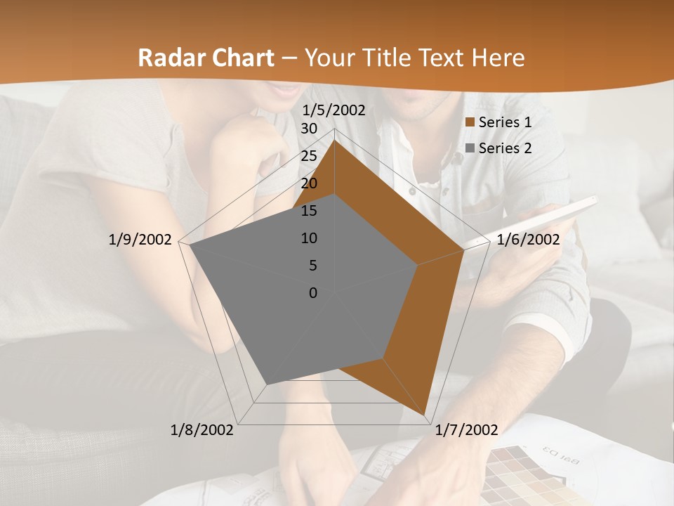 A Man And Woman Looking At Blueprints On A Table PowerPoint Template