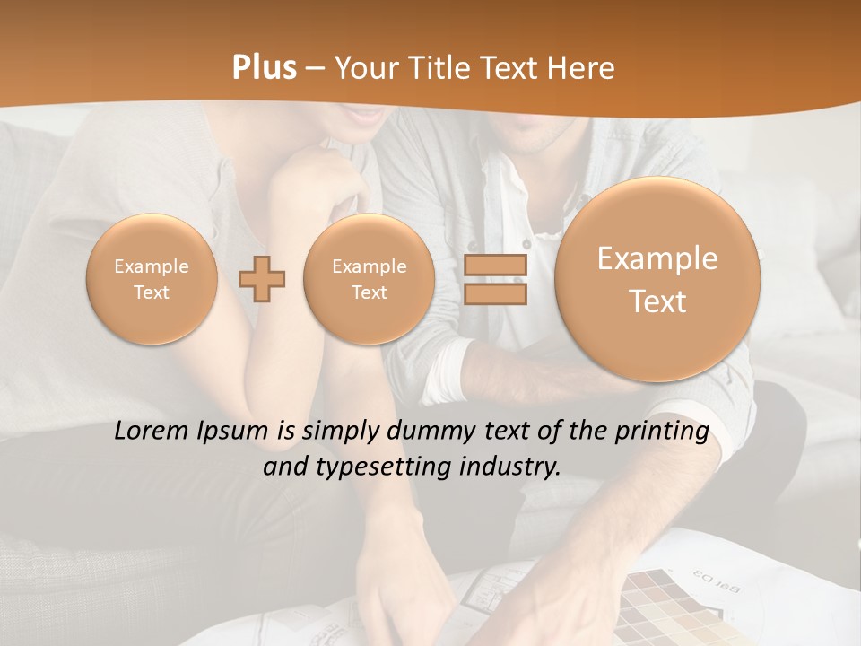 A Man And Woman Looking At Blueprints On A Table PowerPoint Template