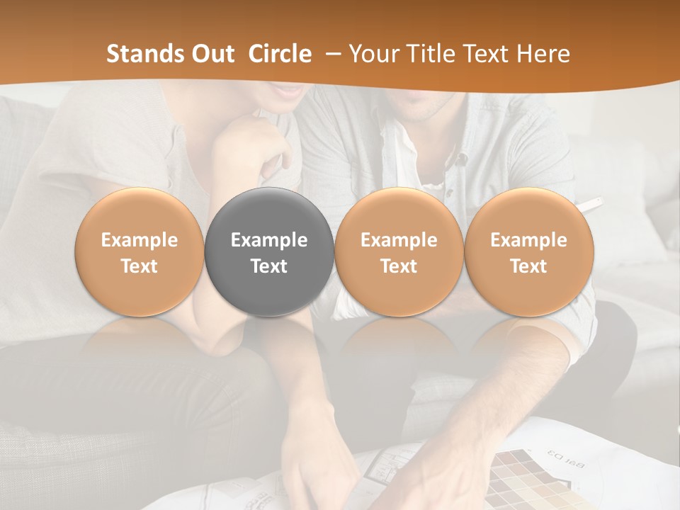 A Man And Woman Looking At Blueprints On A Table PowerPoint Template