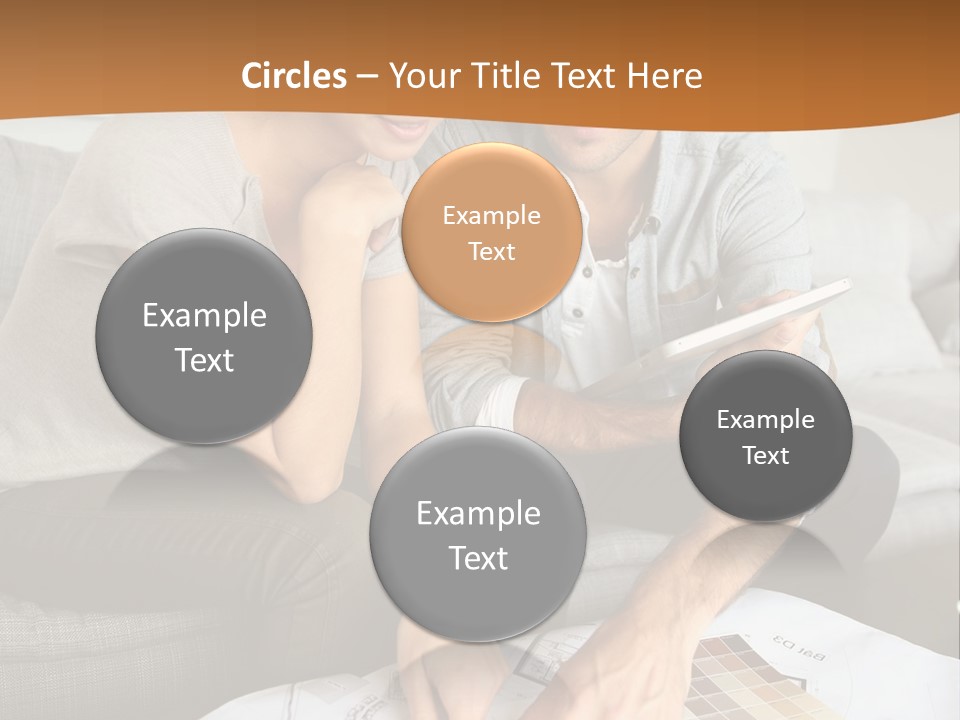 A Man And Woman Looking At Blueprints On A Table PowerPoint Template