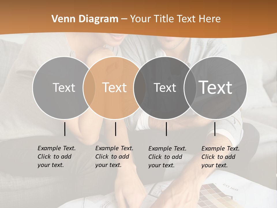 A Man And Woman Looking At Blueprints On A Table PowerPoint Template