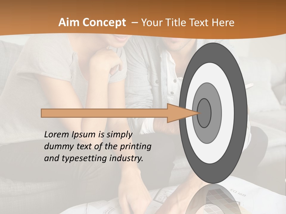 A Man And Woman Looking At Blueprints On A Table PowerPoint Template