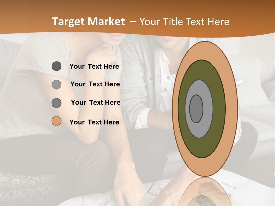 A Man And Woman Looking At Blueprints On A Table PowerPoint Template