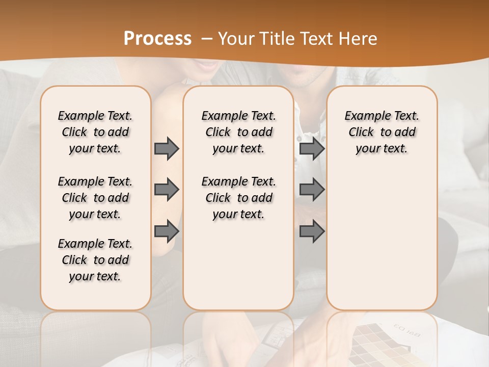 A Man And Woman Looking At Blueprints On A Table PowerPoint Template
