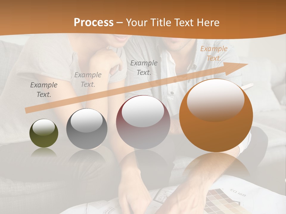 A Man And Woman Looking At Blueprints On A Table PowerPoint Template
