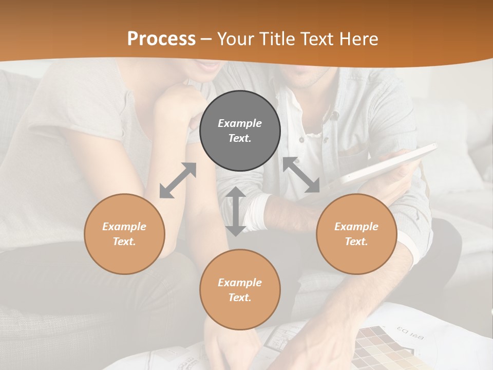 A Man And Woman Looking At Blueprints On A Table PowerPoint Template