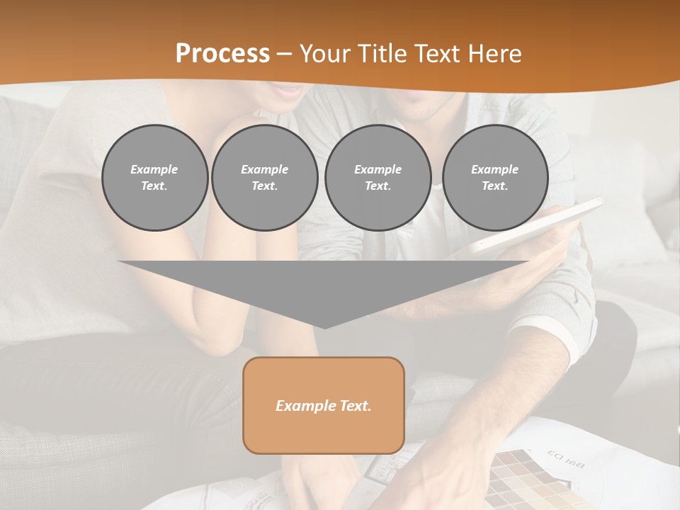 A Man And Woman Looking At Blueprints On A Table PowerPoint Template