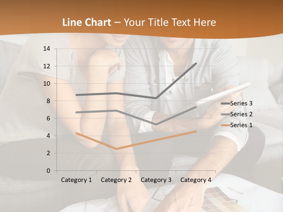 A Man And Woman Looking At Blueprints On A Table PowerPoint Template