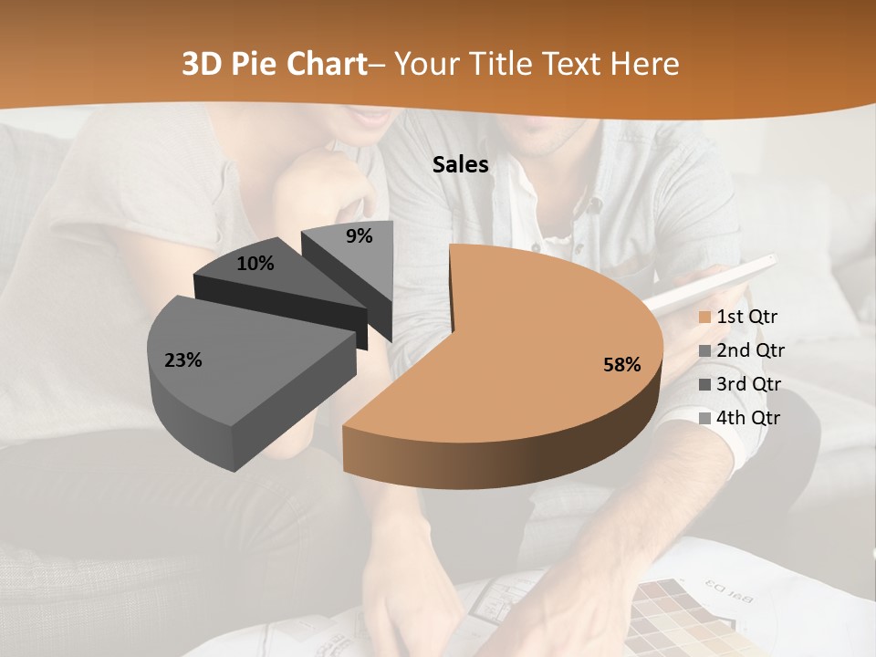 A Man And Woman Looking At Blueprints On A Table PowerPoint Template
