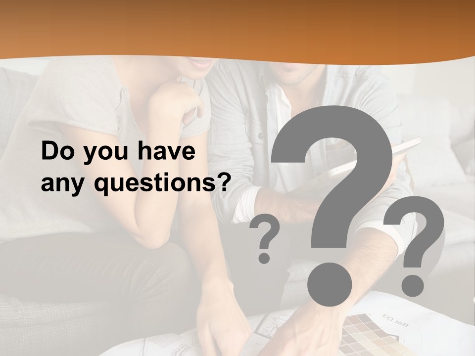 A Man And Woman Looking At Blueprints On A Table PowerPoint Template