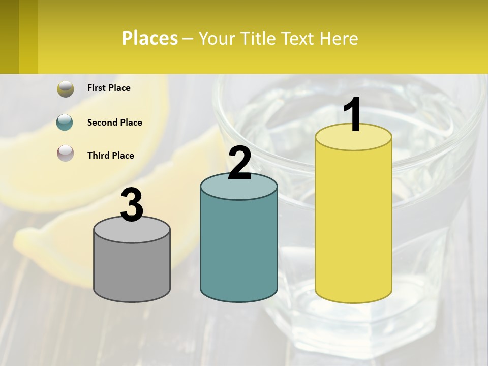 A Glass Of Water With Lemons On A Wooden Table PowerPoint Template