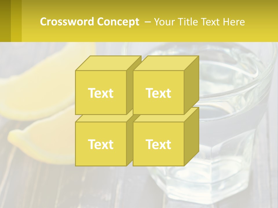 A Glass Of Water With Lemons On A Wooden Table PowerPoint Template