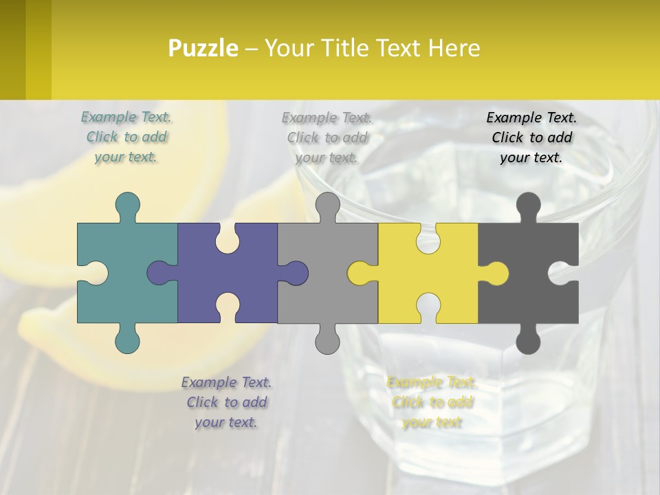 A Glass Of Water With Lemons On A Wooden Table PowerPoint Template