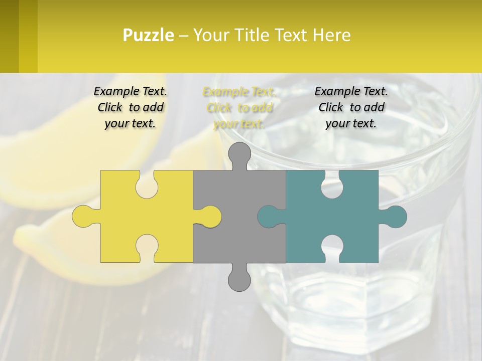 A Glass Of Water With Lemons On A Wooden Table PowerPoint Template