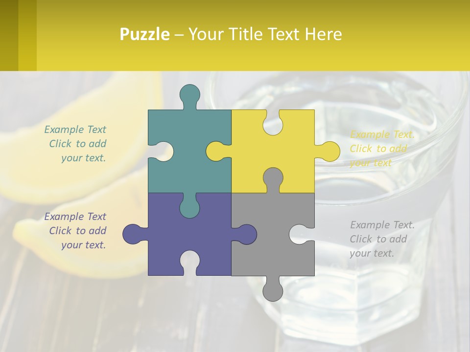 A Glass Of Water With Lemons On A Wooden Table PowerPoint Template
