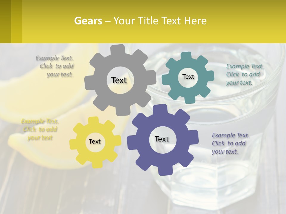 A Glass Of Water With Lemons On A Wooden Table PowerPoint Template
