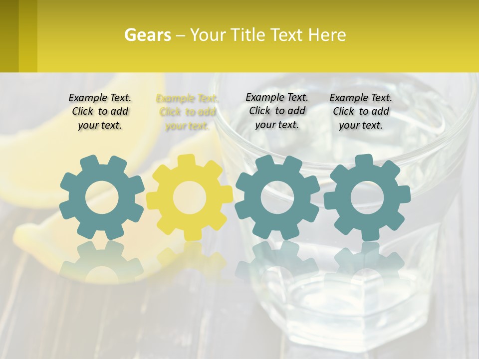 A Glass Of Water With Lemons On A Wooden Table PowerPoint Template