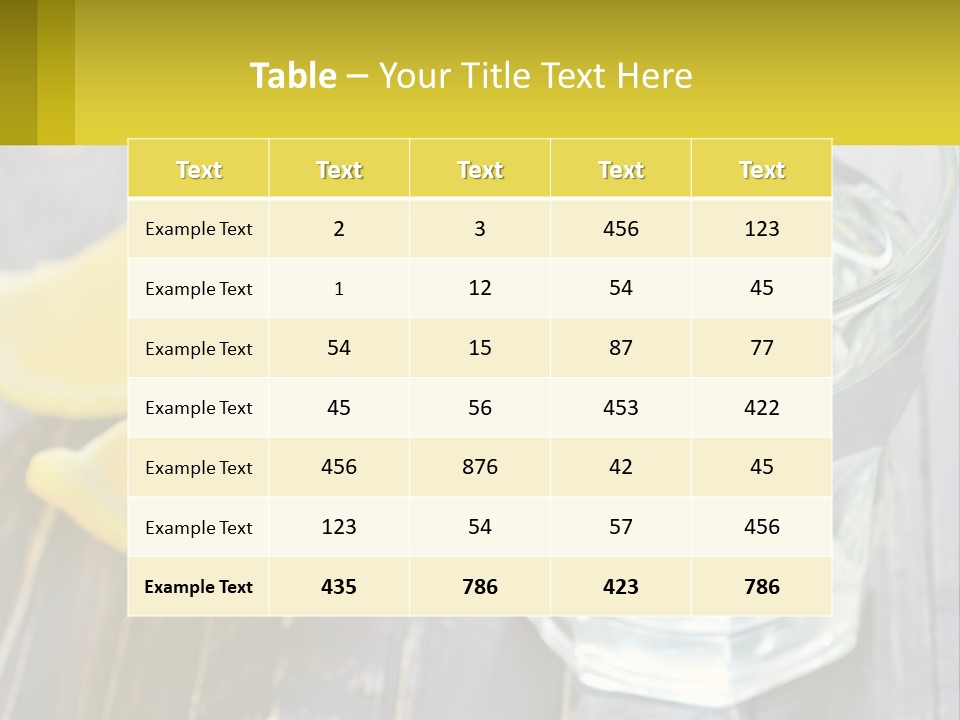 A Glass Of Water With Lemons On A Wooden Table PowerPoint Template